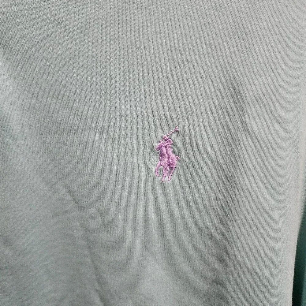 Polo Ralph Lauren Light Blue Short Sleeve Polo Shirt Size Large Cotton Pink Pony